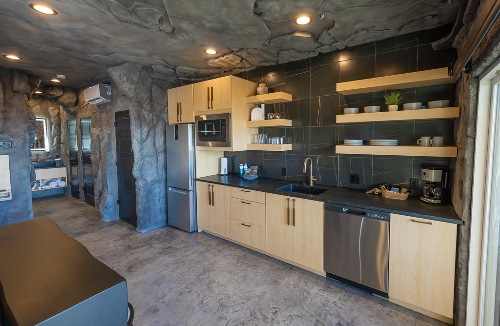 Cavern Suite at Grotto Resort, built into the natural stone hillside with a private veranda overlooking Table Rock Lake