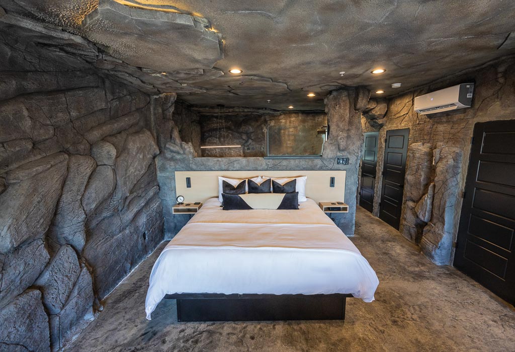 Cavern Suite at Grotto Resort, built into the natural stone hillside with a private veranda overlooking Table Rock Lake