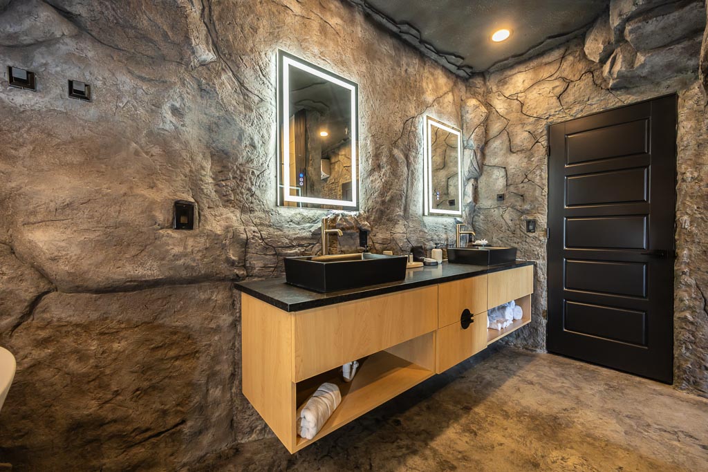 Cavern Suite at Grotto Resort, built into the natural stone hillside with a private veranda overlooking Table Rock Lake