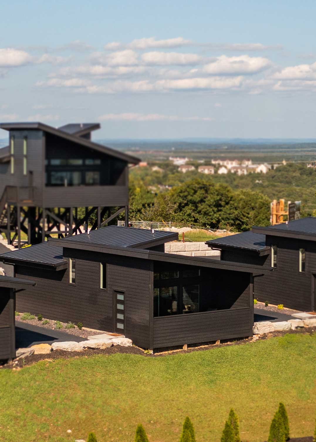 Private Deckhouse pavilions on Grotto’s landscaped hillside