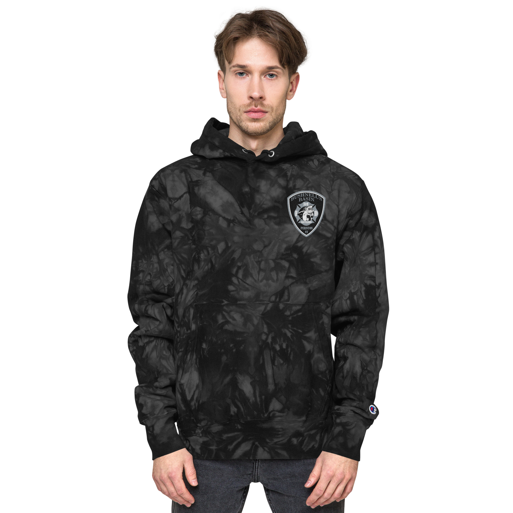 Tie-dye hoodie with embroidered graphic