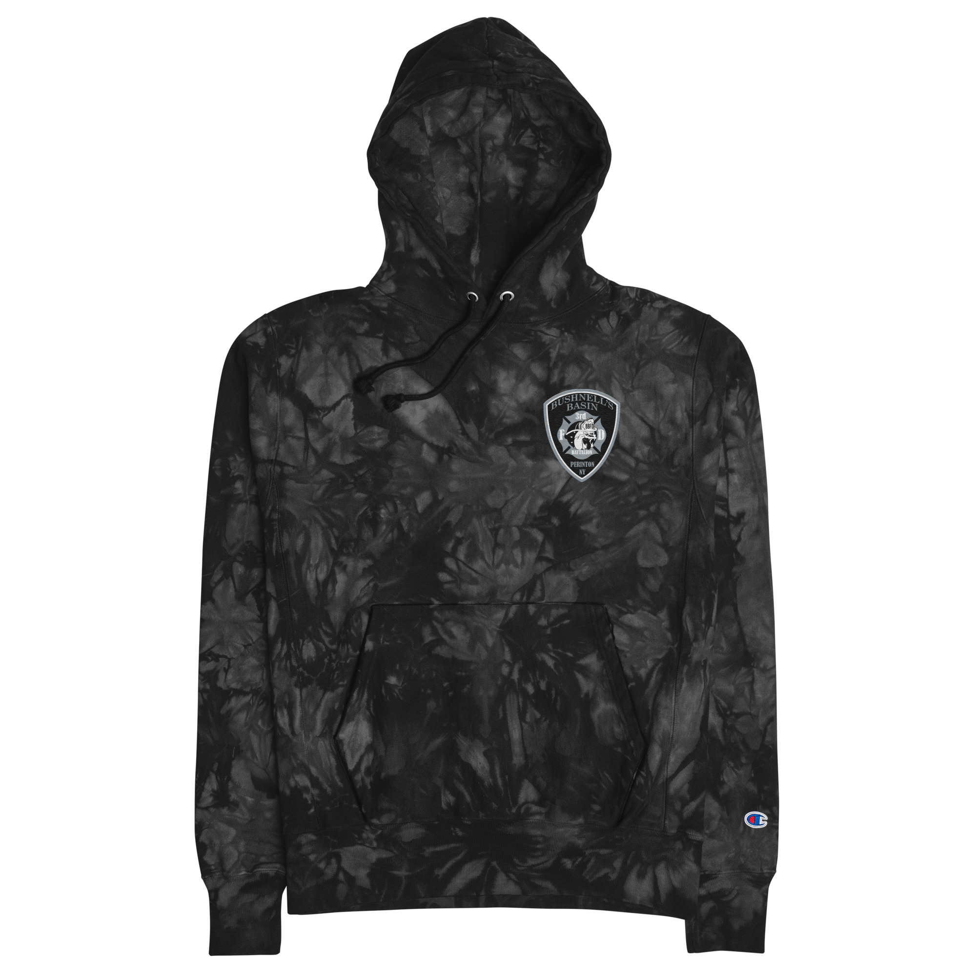 Tie-dye hoodie with embroidered graphic