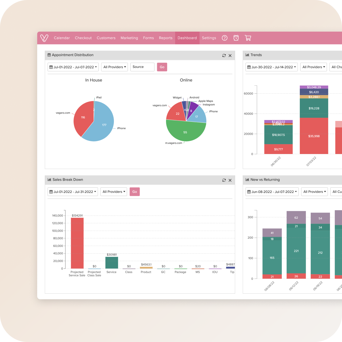 appointment calendar for salons and barbershops on computer and mobile device