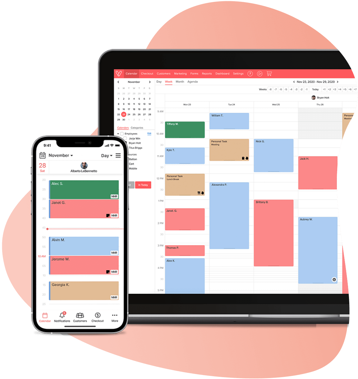 appointment calendar for salons and barbershops on computer and mobile device