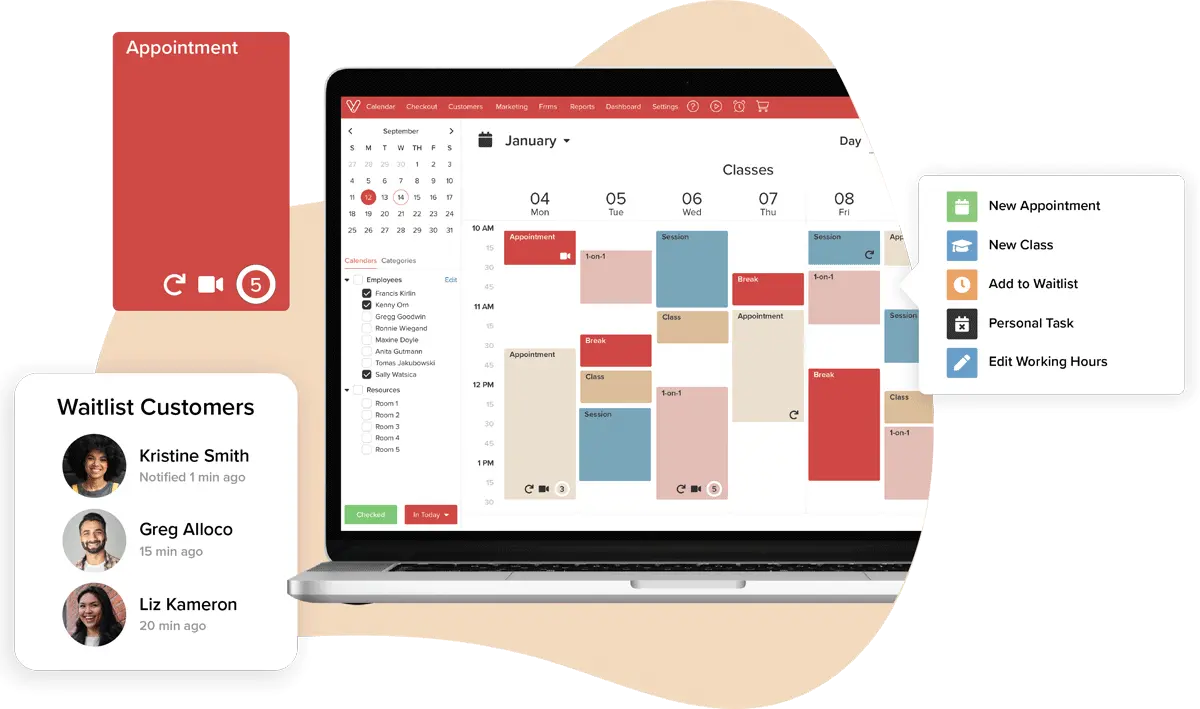 appointment calendar for salons and barbershops on computer and mobile device