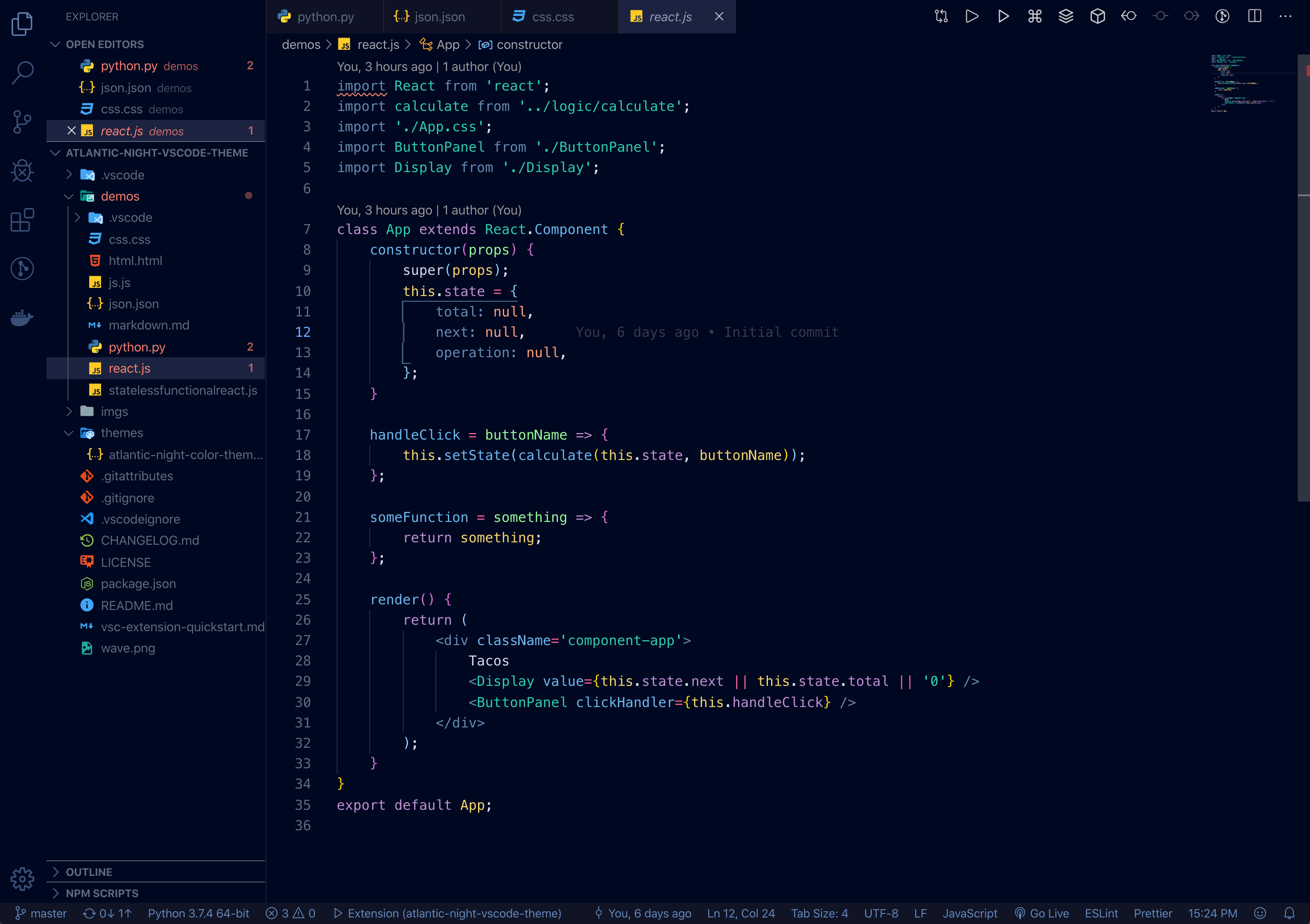 Atlantic Night VS Code theme