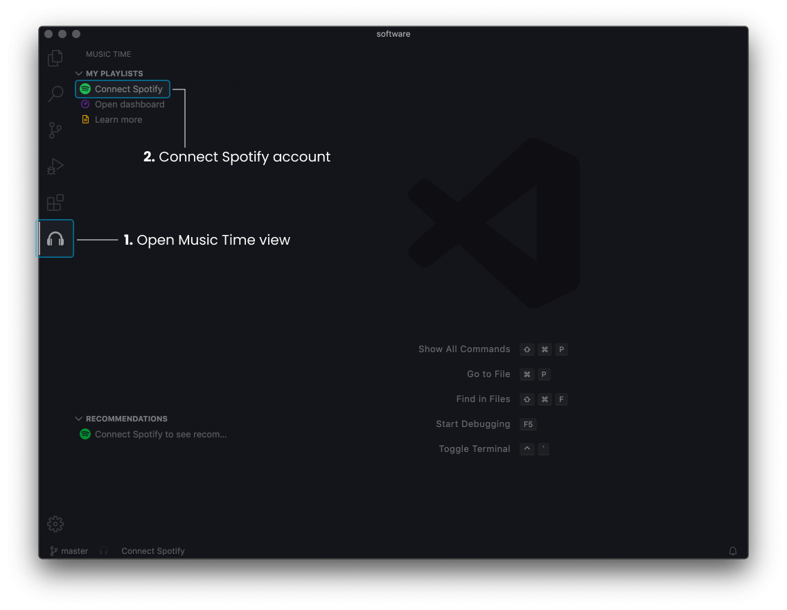 Connect Music Time for VS Code
