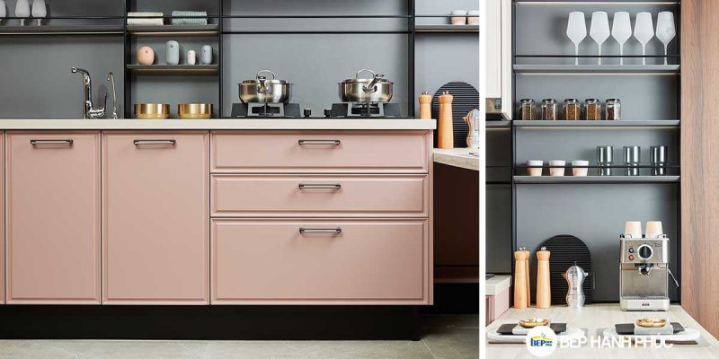 Tủ bếp chữ I chất liệu PVC tối giản KTB-I-20-01