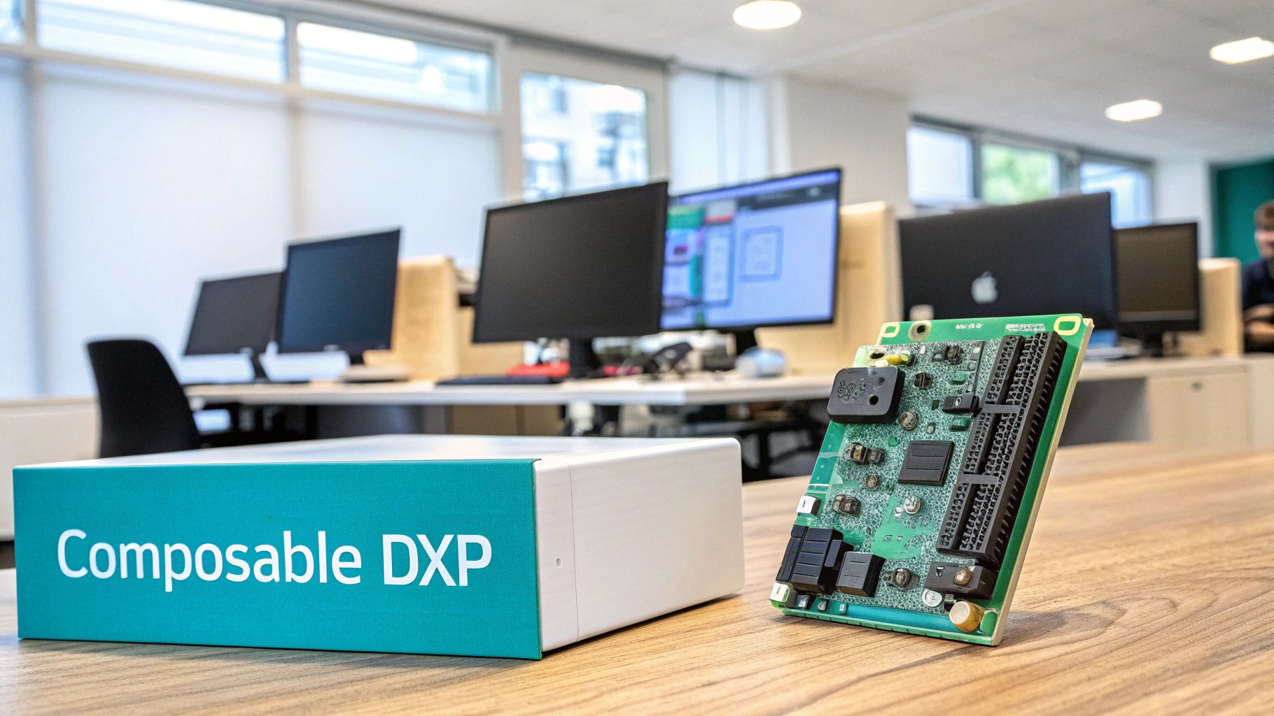 A visual representation of interlocking components forming a digital experience platform.