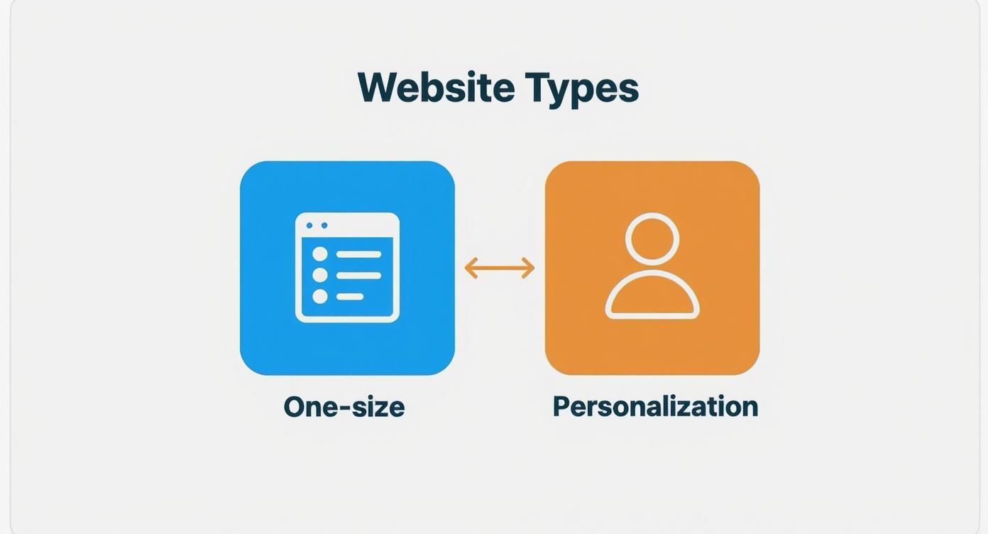 Infographic comparing a one-size-fits-all website to a personalized one