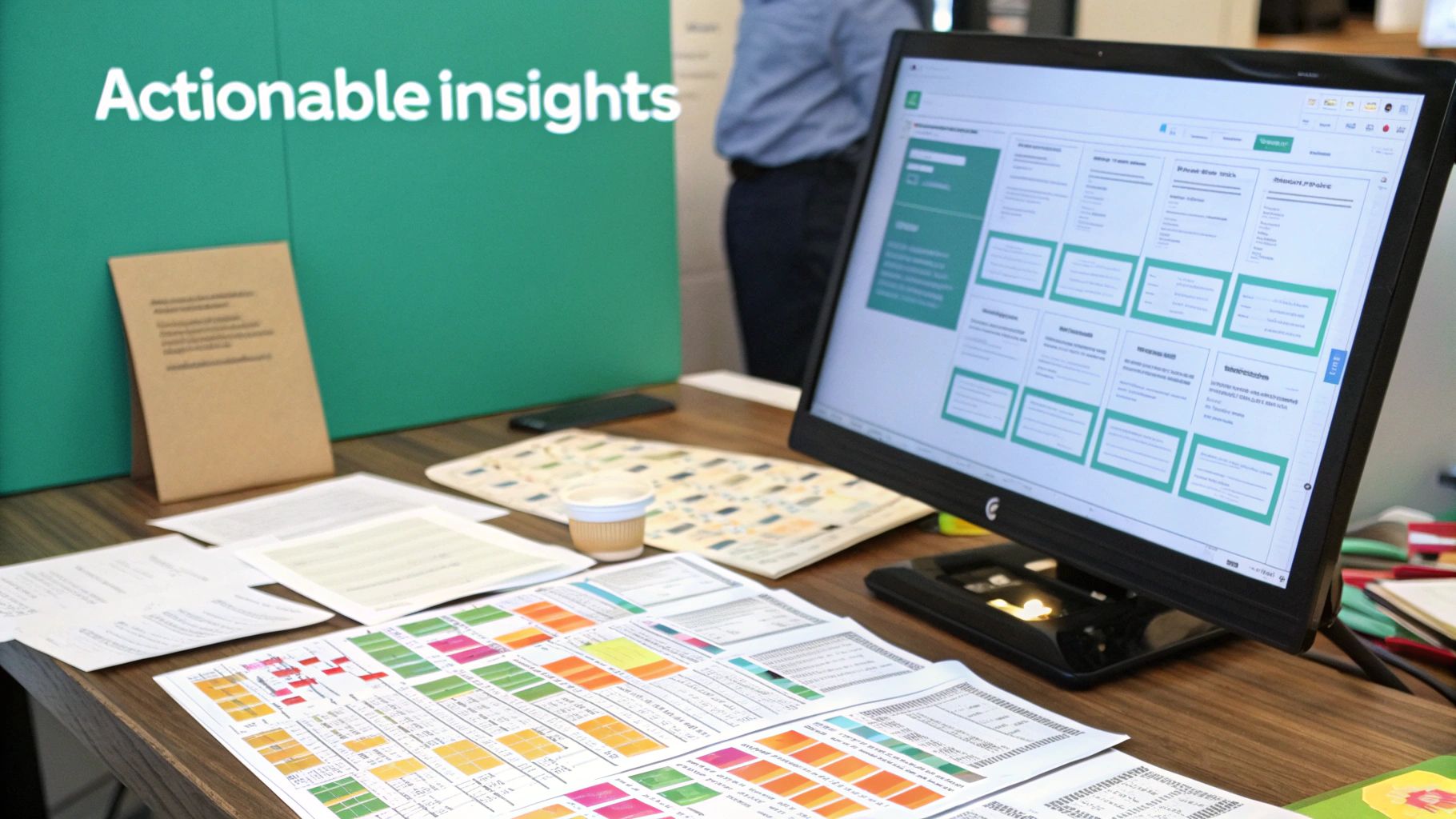 A team analyzing data on a whiteboard, turning observations into actionable steps.