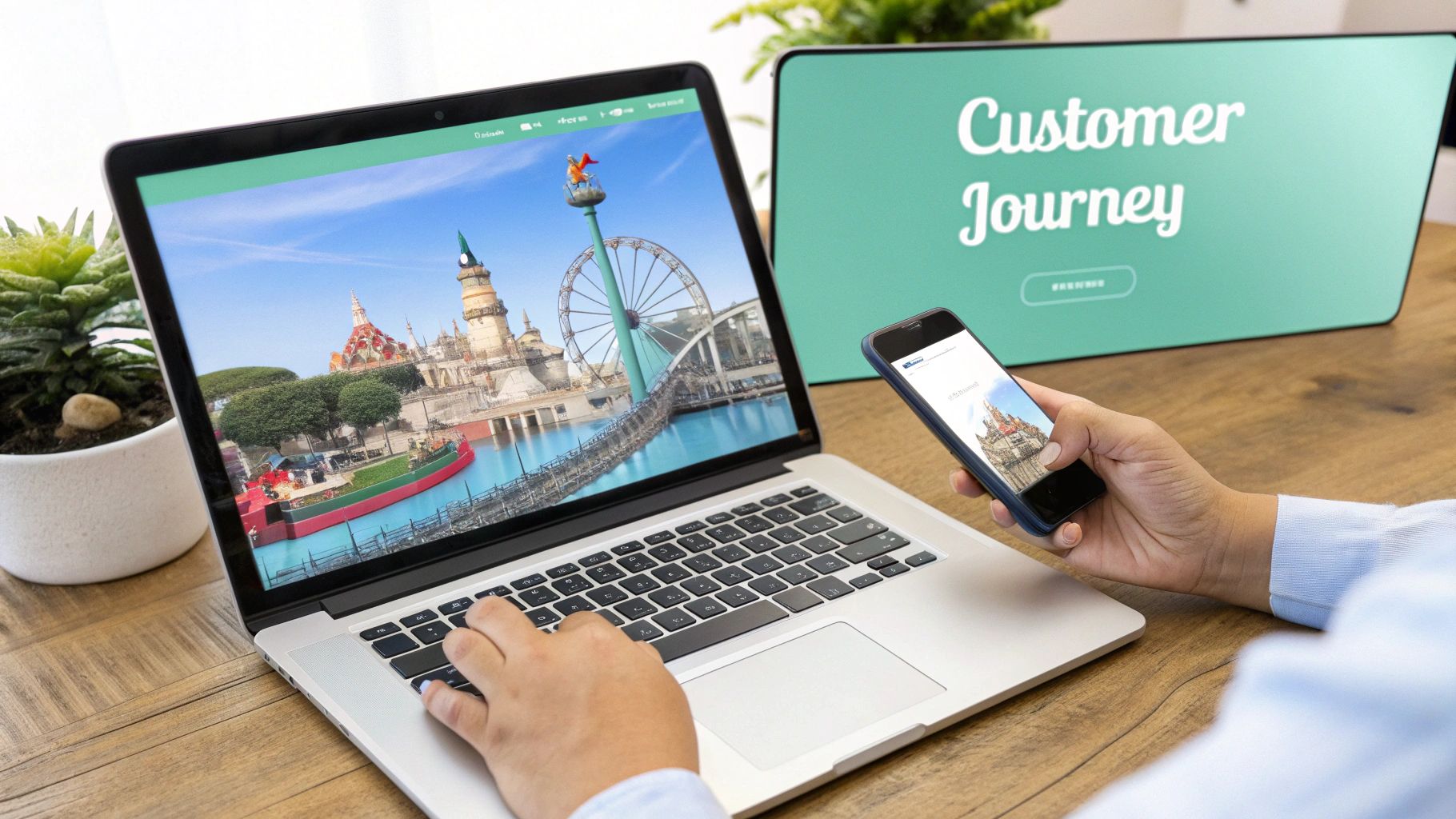 An image representing the intersection of technology and customer satisfaction in digital customer experience management.