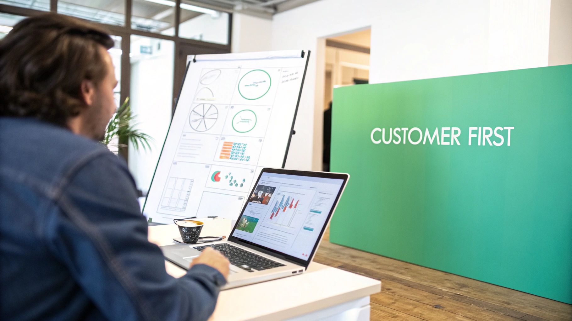 A team of marketing professionals analyzing data on multiple screens, representing the digital transformation of marketing.