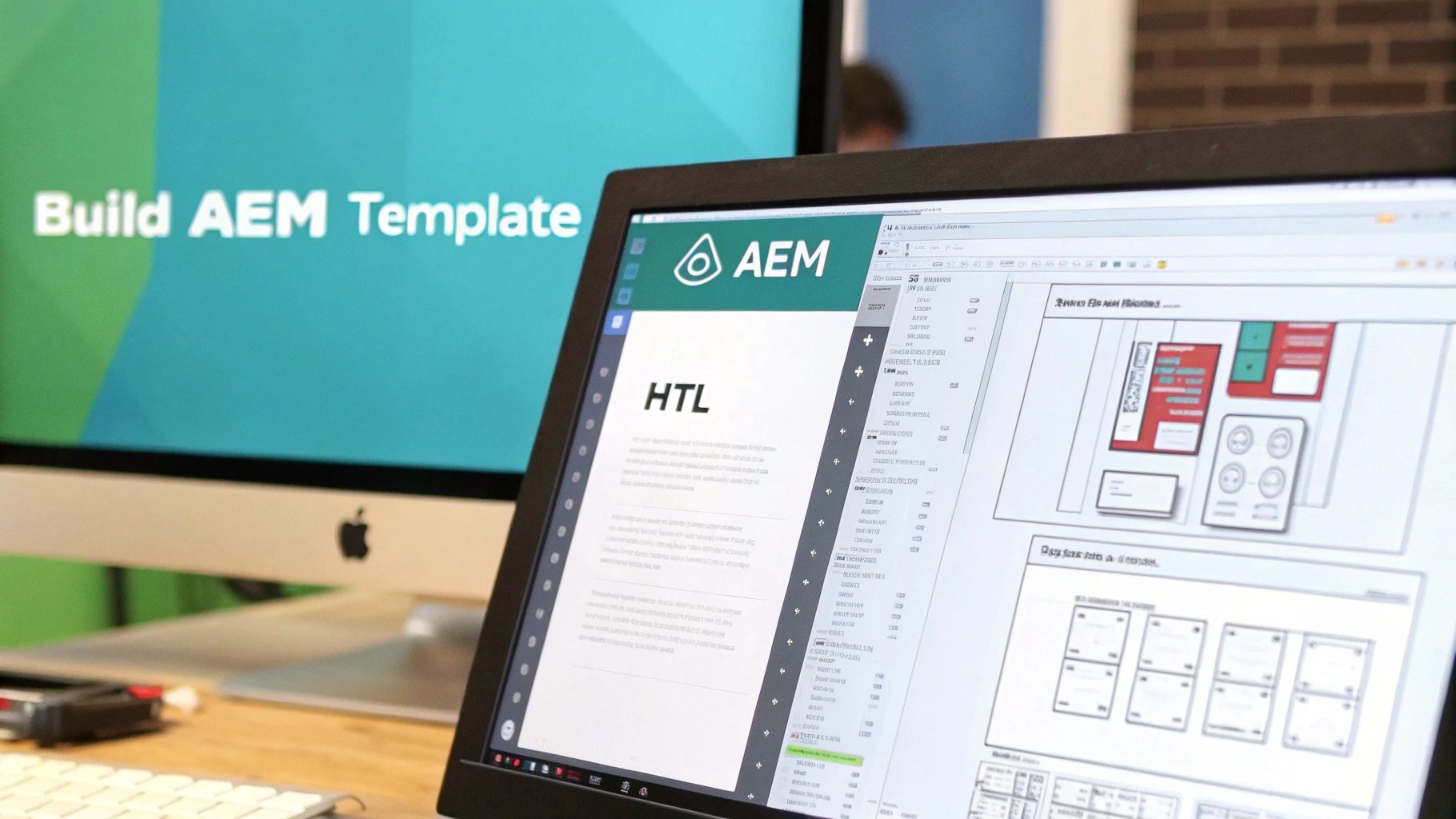 A developer inspecting code for AEM templates and components.