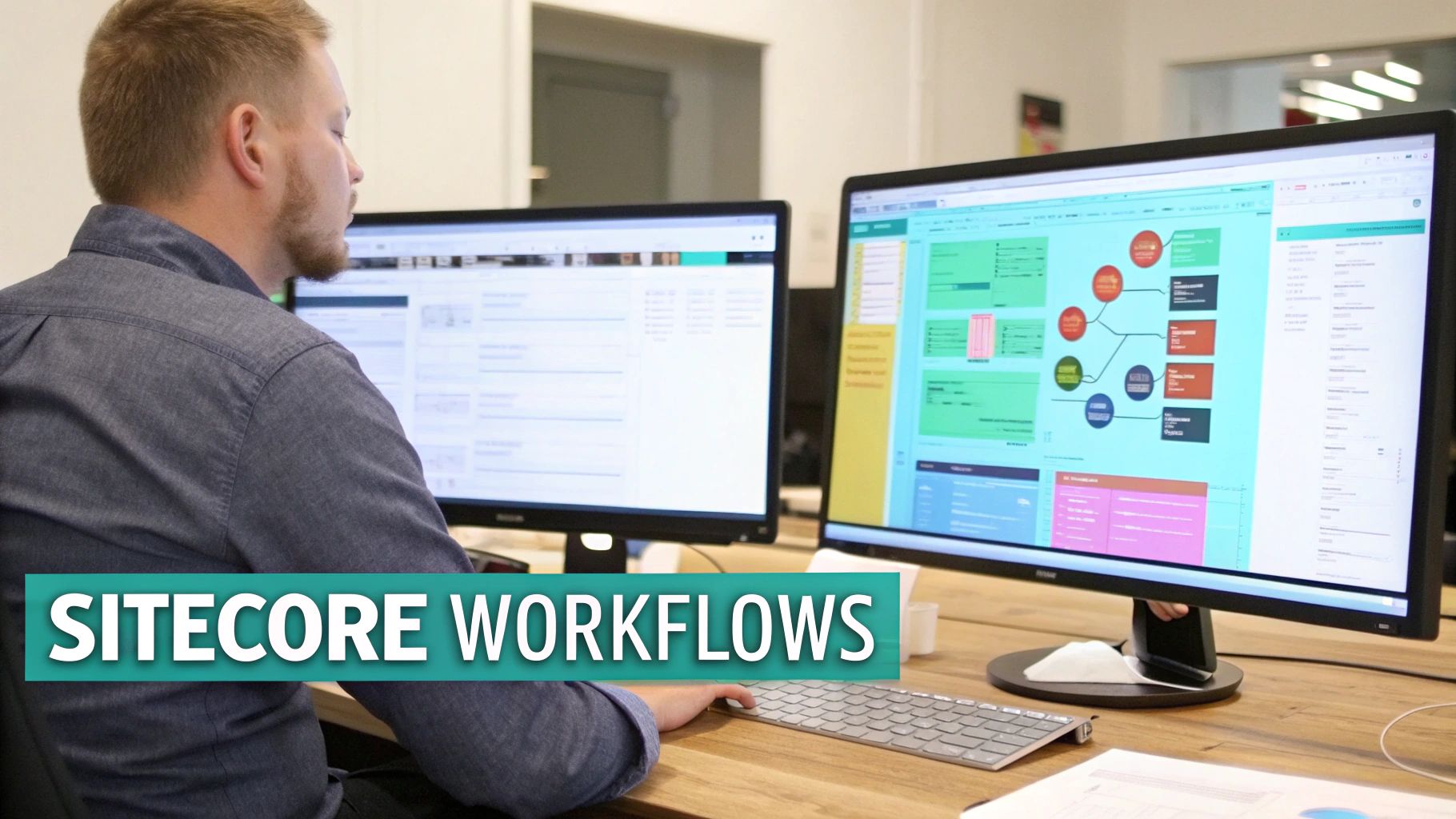 A diagram showing interconnected elements of a digital strategy, illustrating how Sitecore can serve as a central hub for content governance.