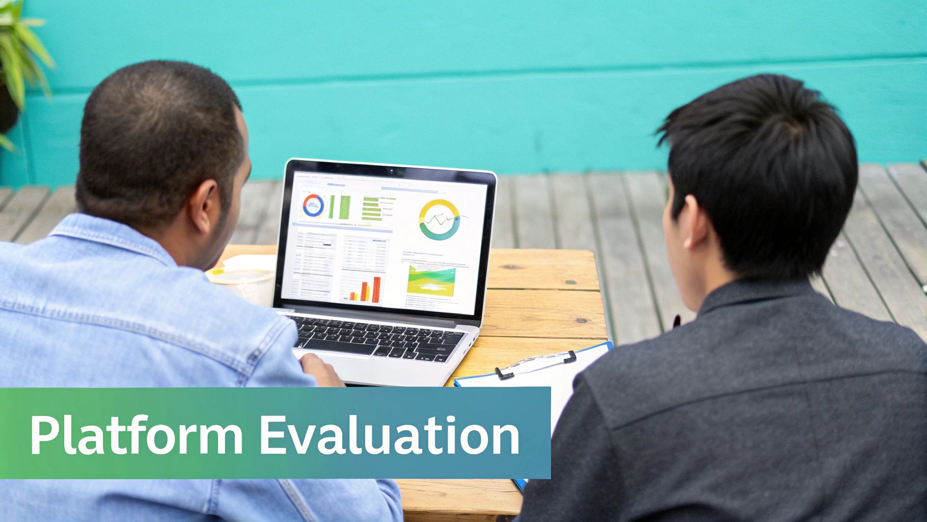 A person at a desk with multiple screens showing data analytics and website designs, illustrating the process of selecting a CMS with ecommerce.