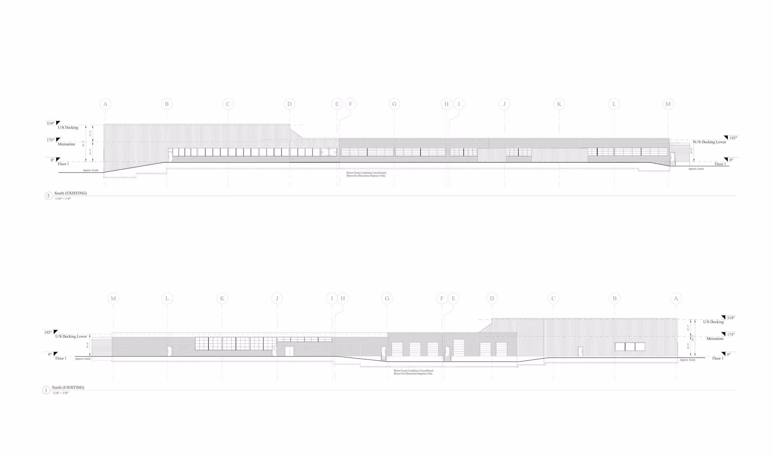 the AutoCad drawings of 2D elevation of the north and south viewpoints of the building.