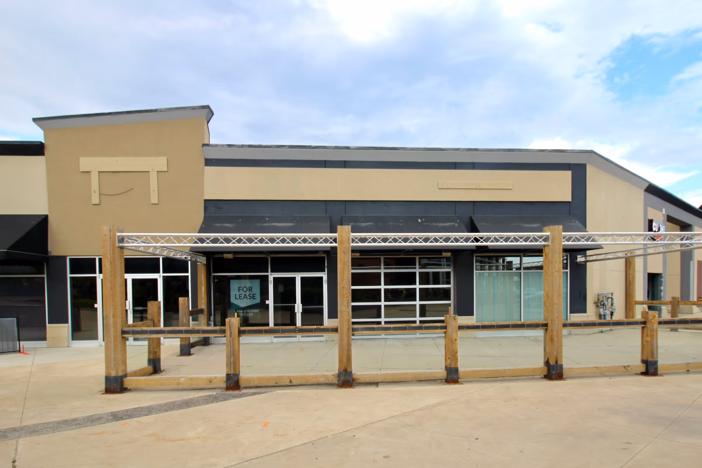 the back view of the three story commercial building.