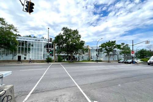 the front entrance to the three story commercial building.