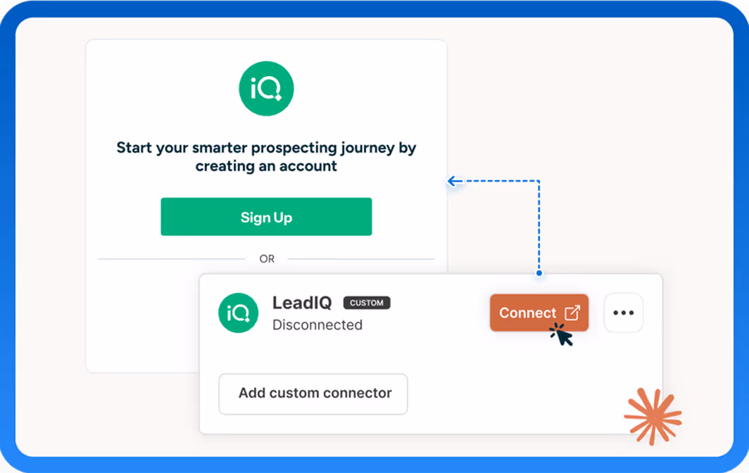 Step showing how to authenticate your LeadIQ account in Claude.