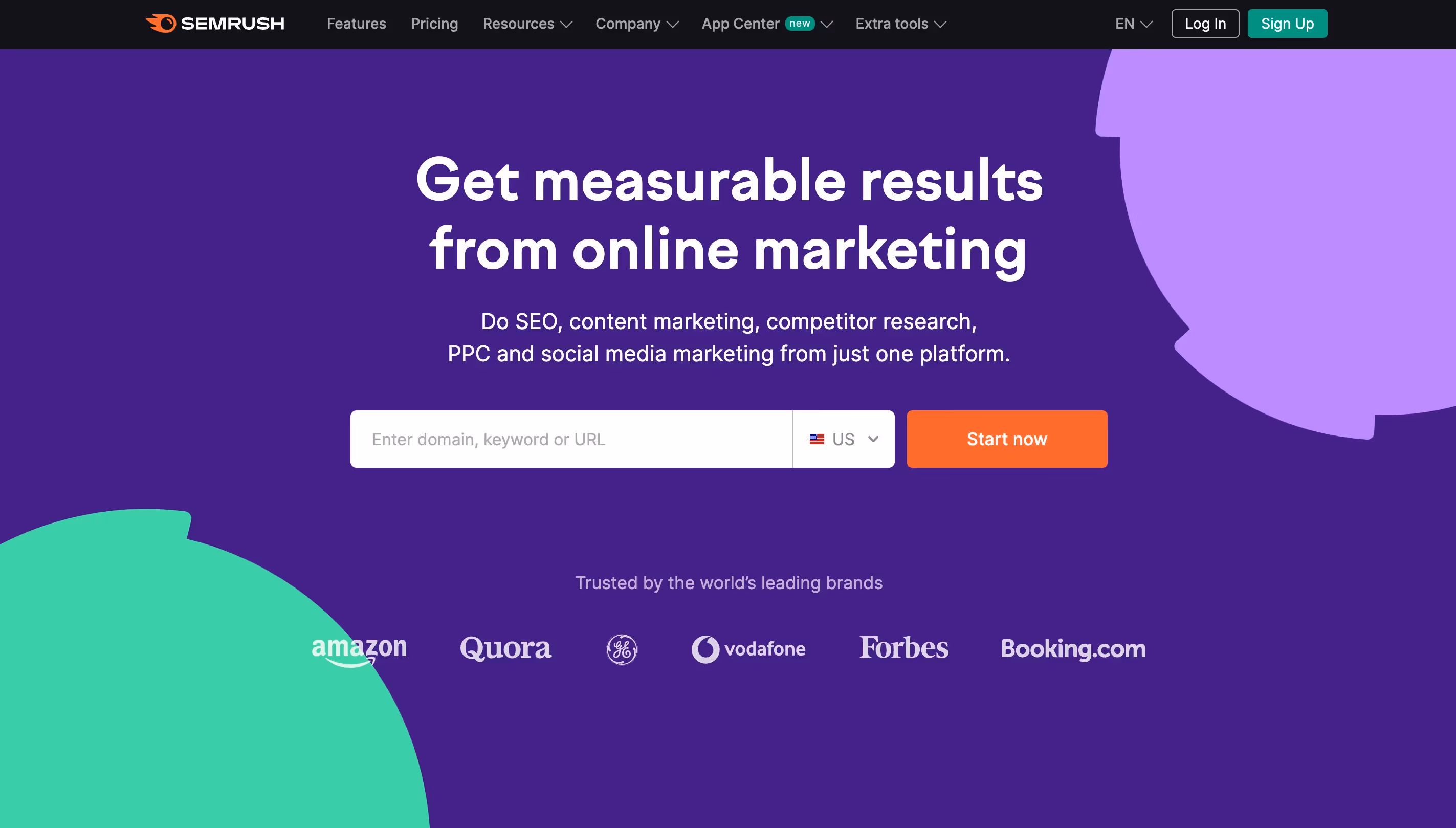 Product Marketing Software Semrush homepage