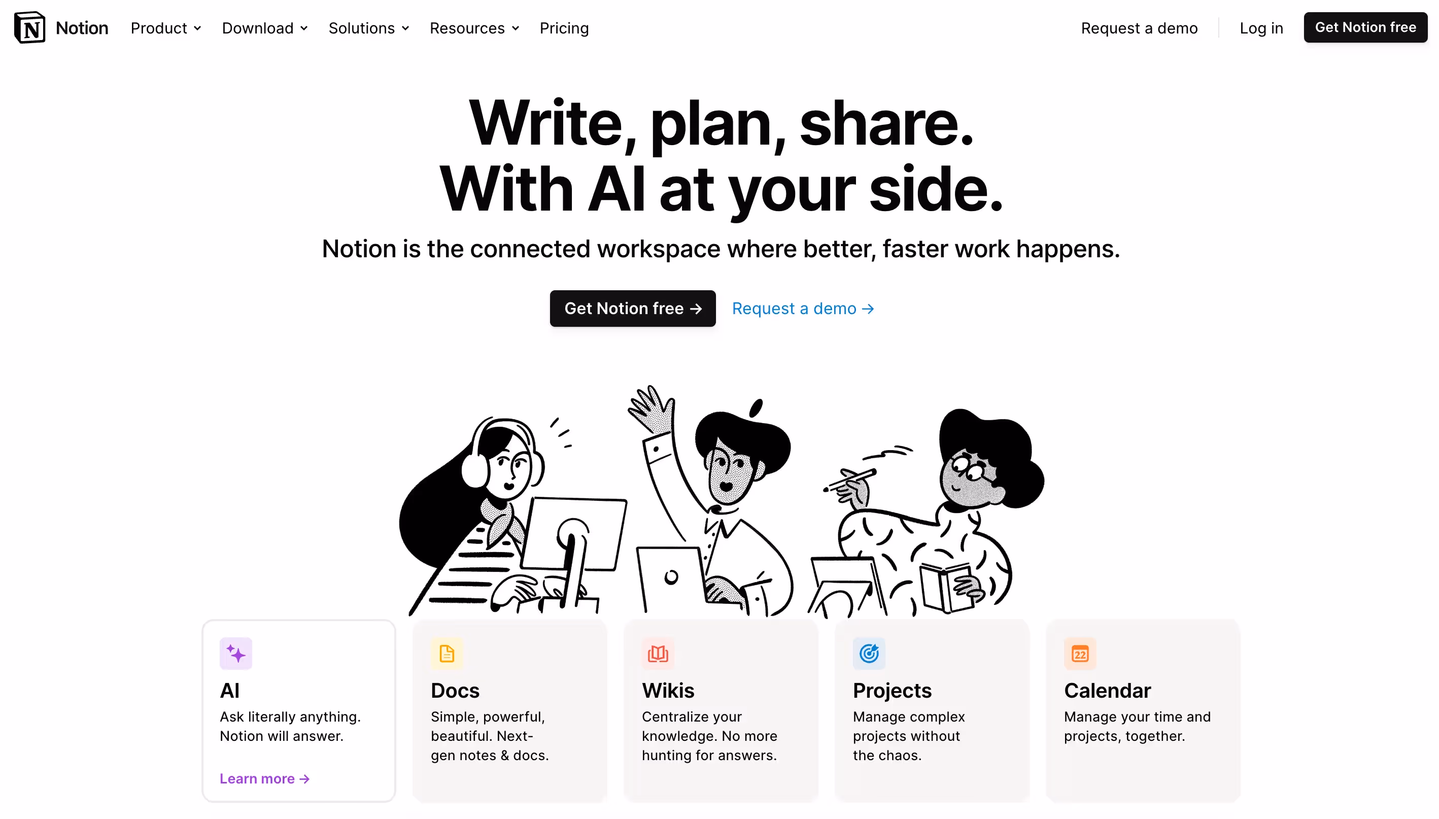 Product Marketing Software Notion homepage