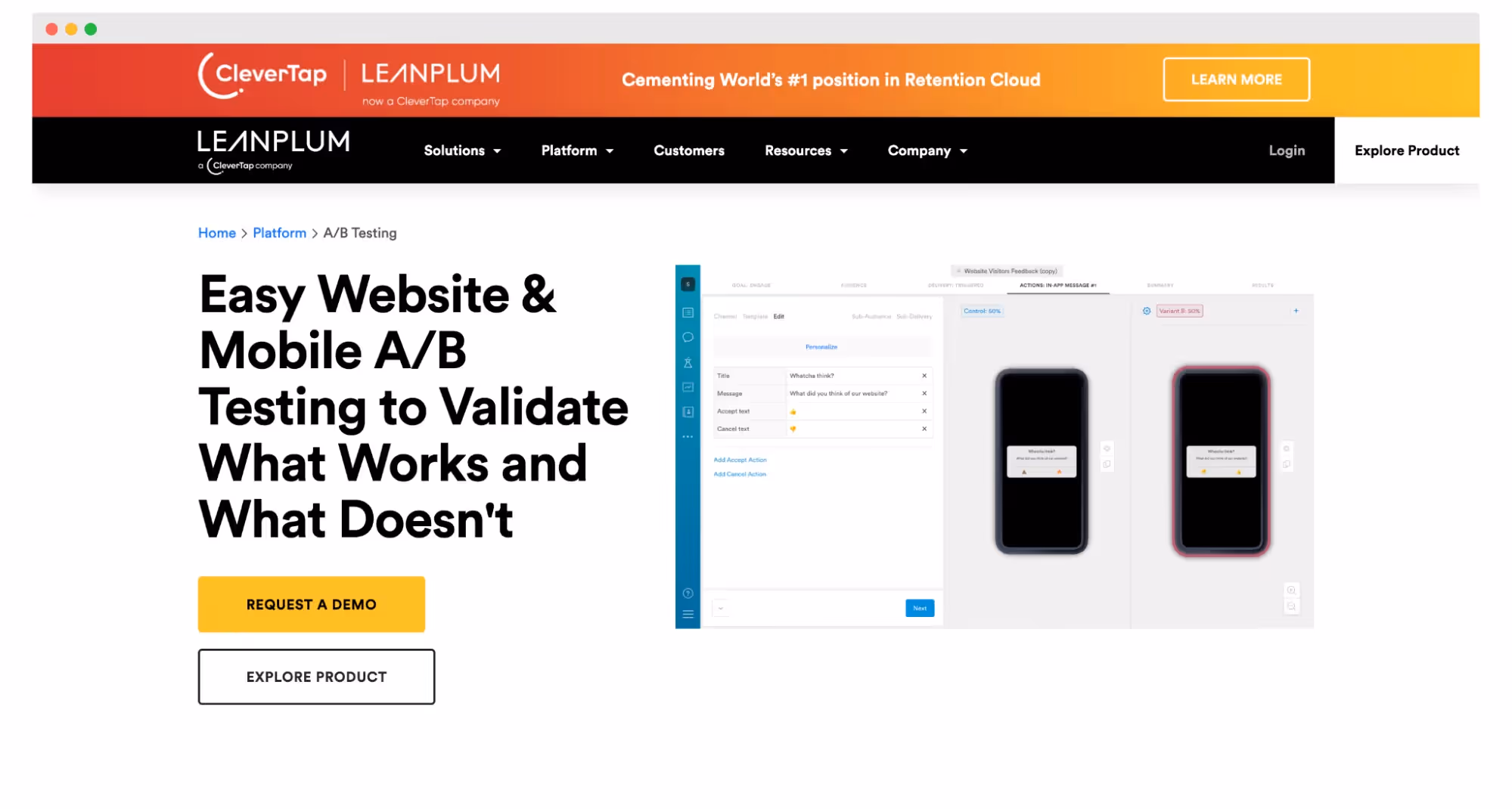Split testing tools - Leanplum
