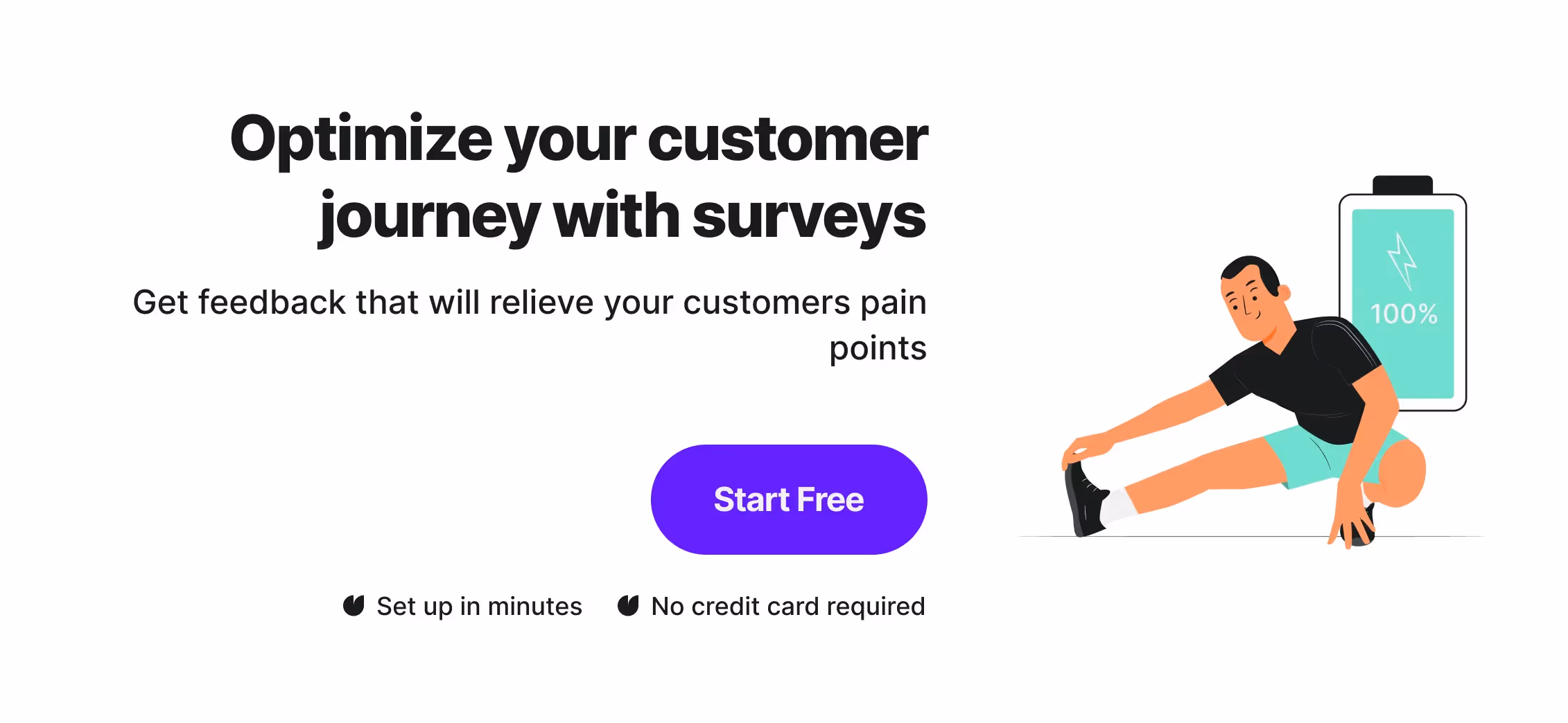 A banner that encourages to optimize your customer journey with surveys