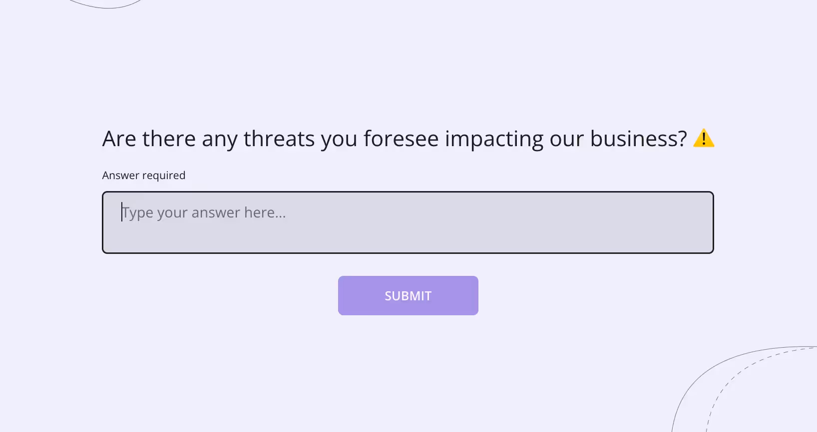 an example of a SWOT survey question