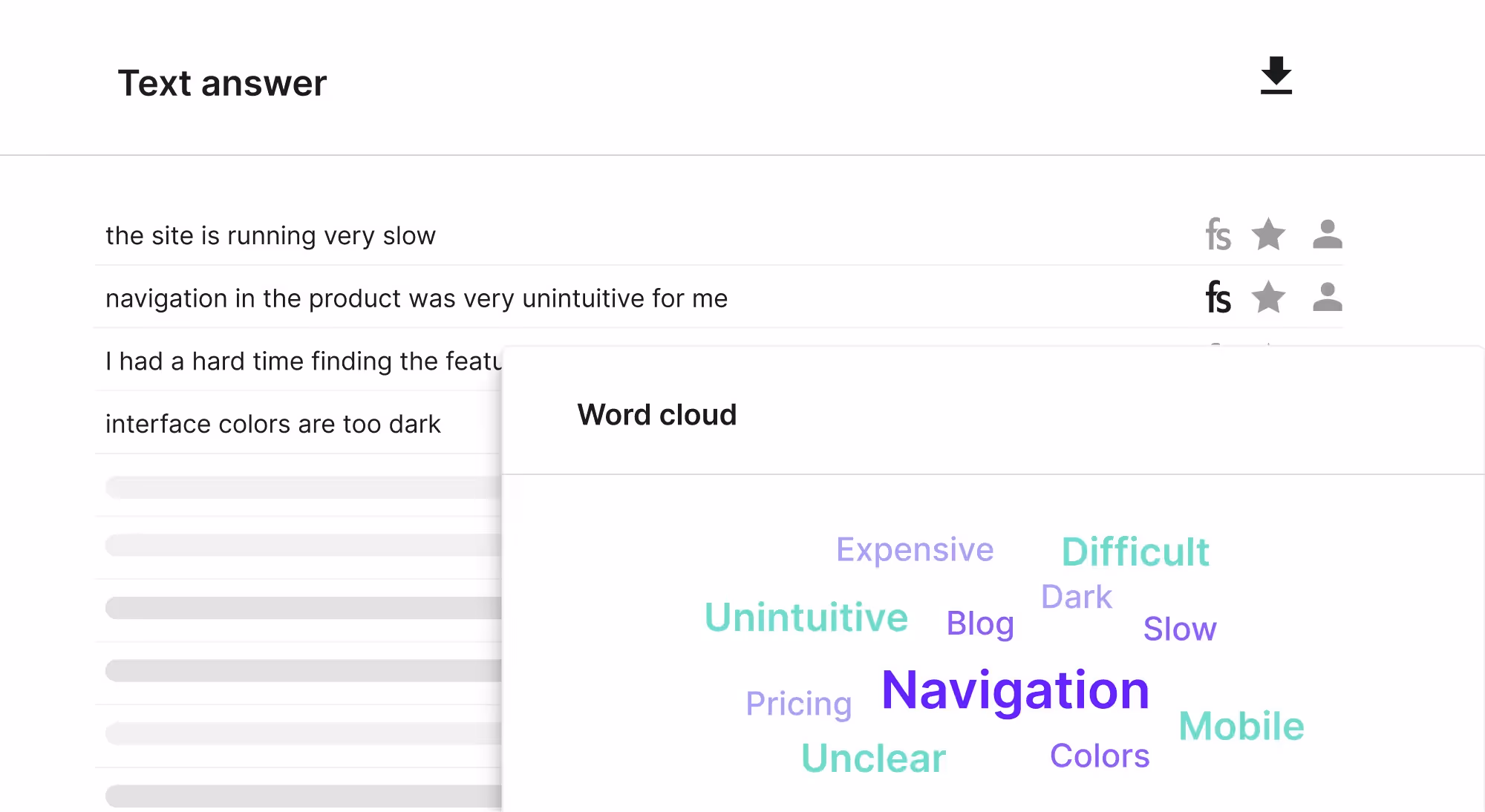 A glance at Survicate's qualitative data analytics panel