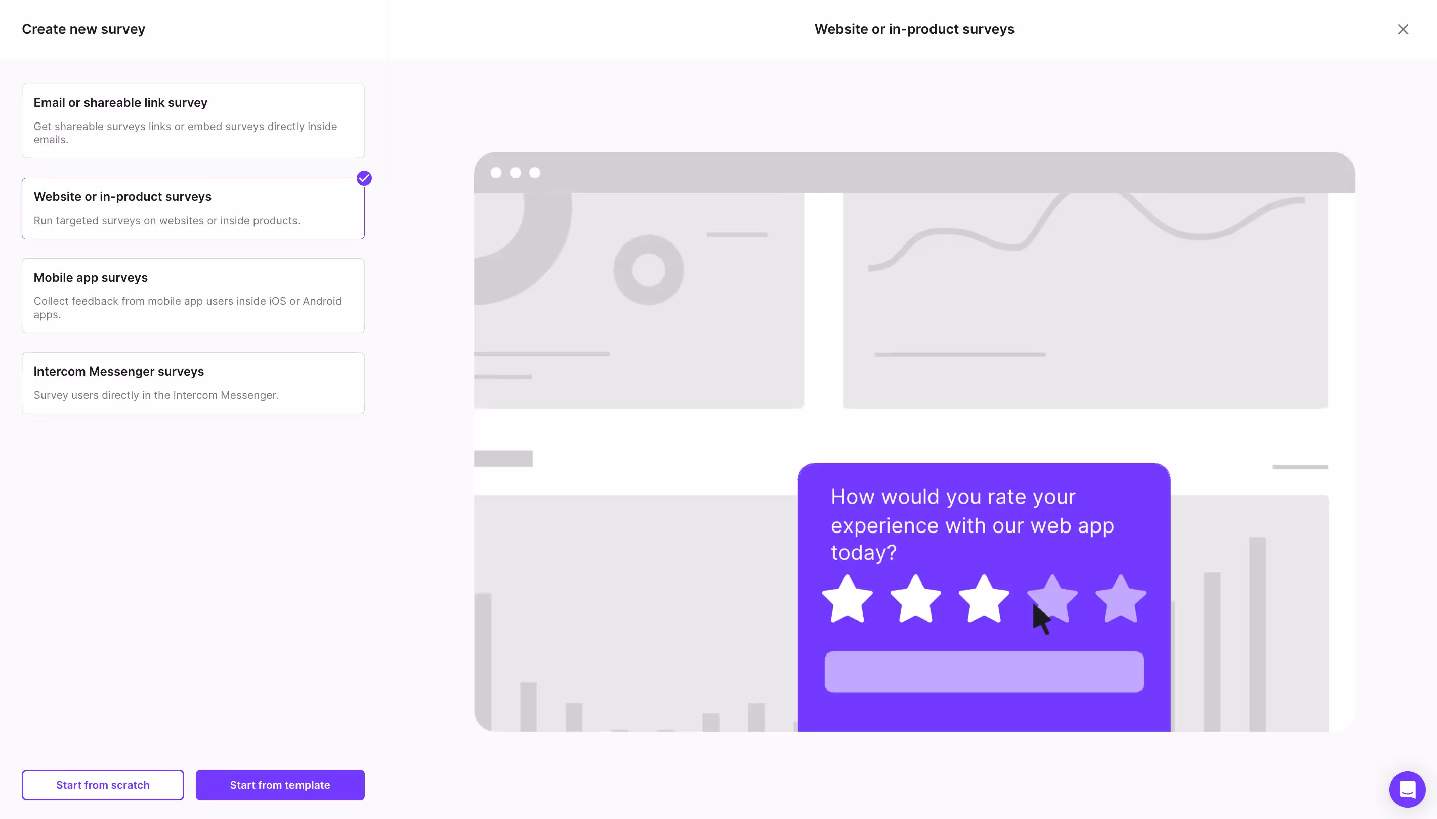 A screenshot of Survicate panel