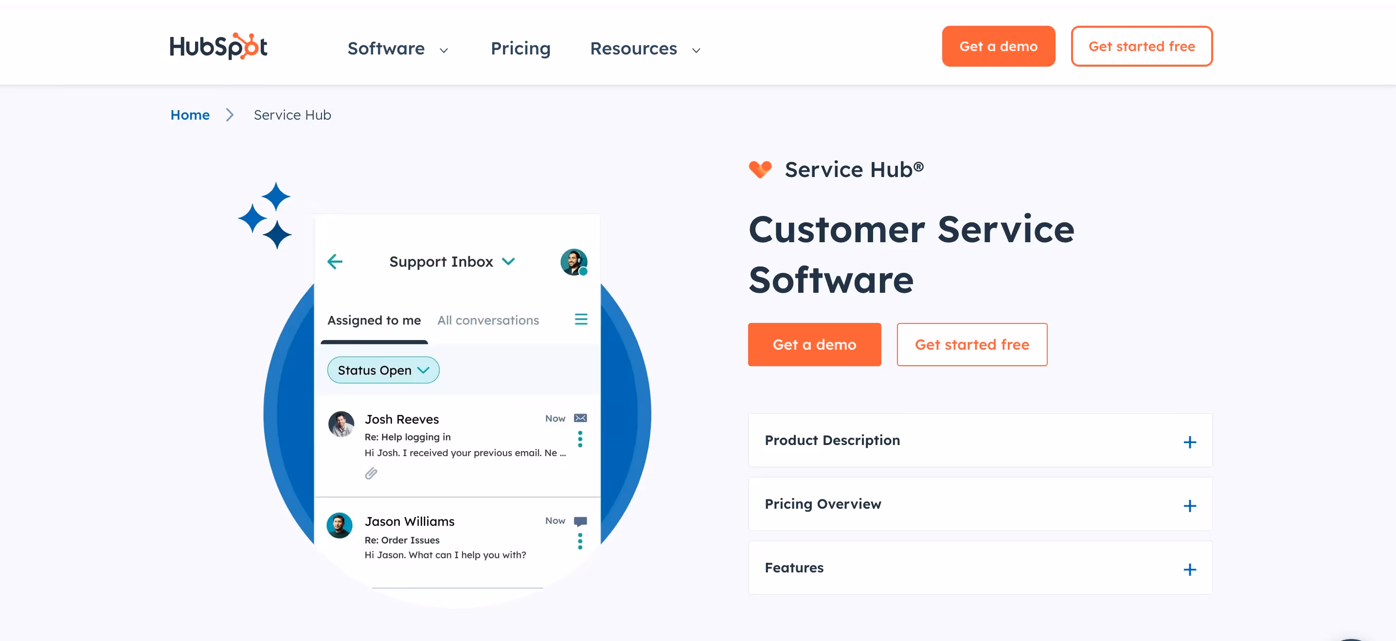 A screenshot of Hubspot's website, popular customer relationship management tool, here a module which is a customer experience platform