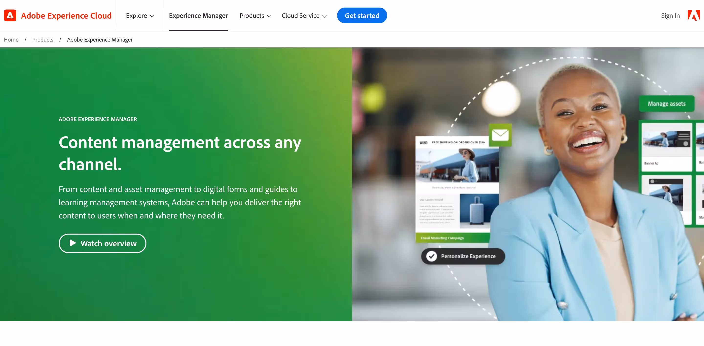 Adobe Experience Management website, one of the customer experience tools