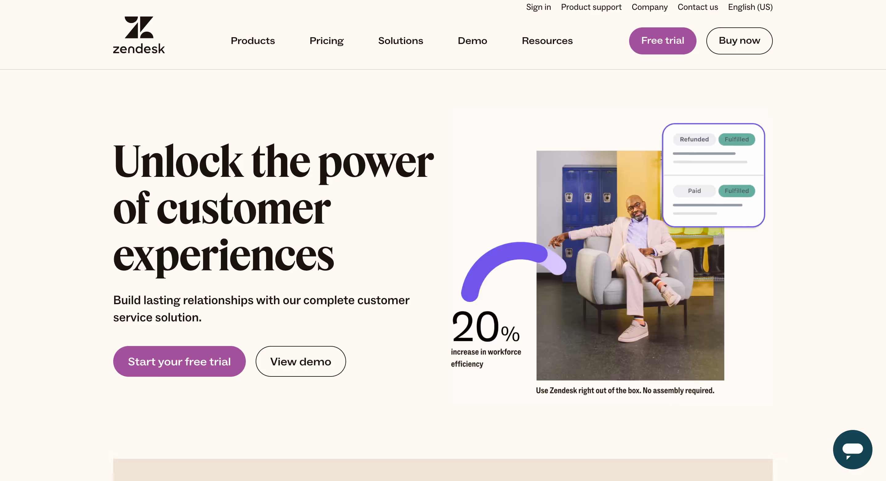Zendesk website, customer experience platform