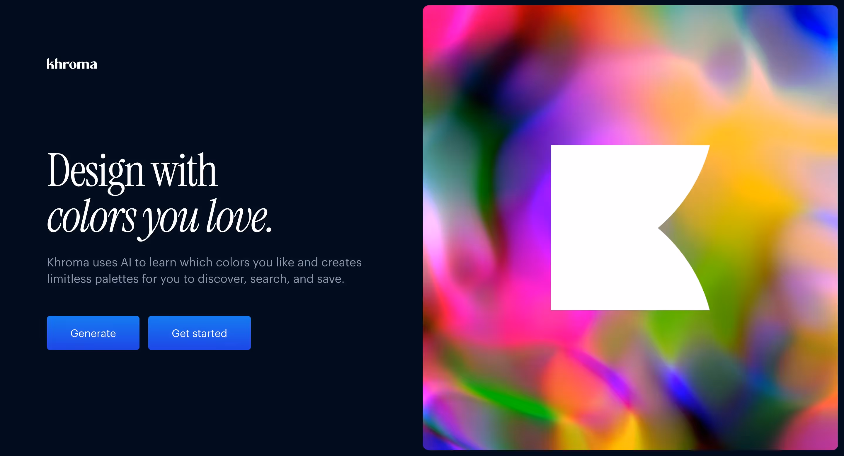 Khroma, one of the AI tools for designers