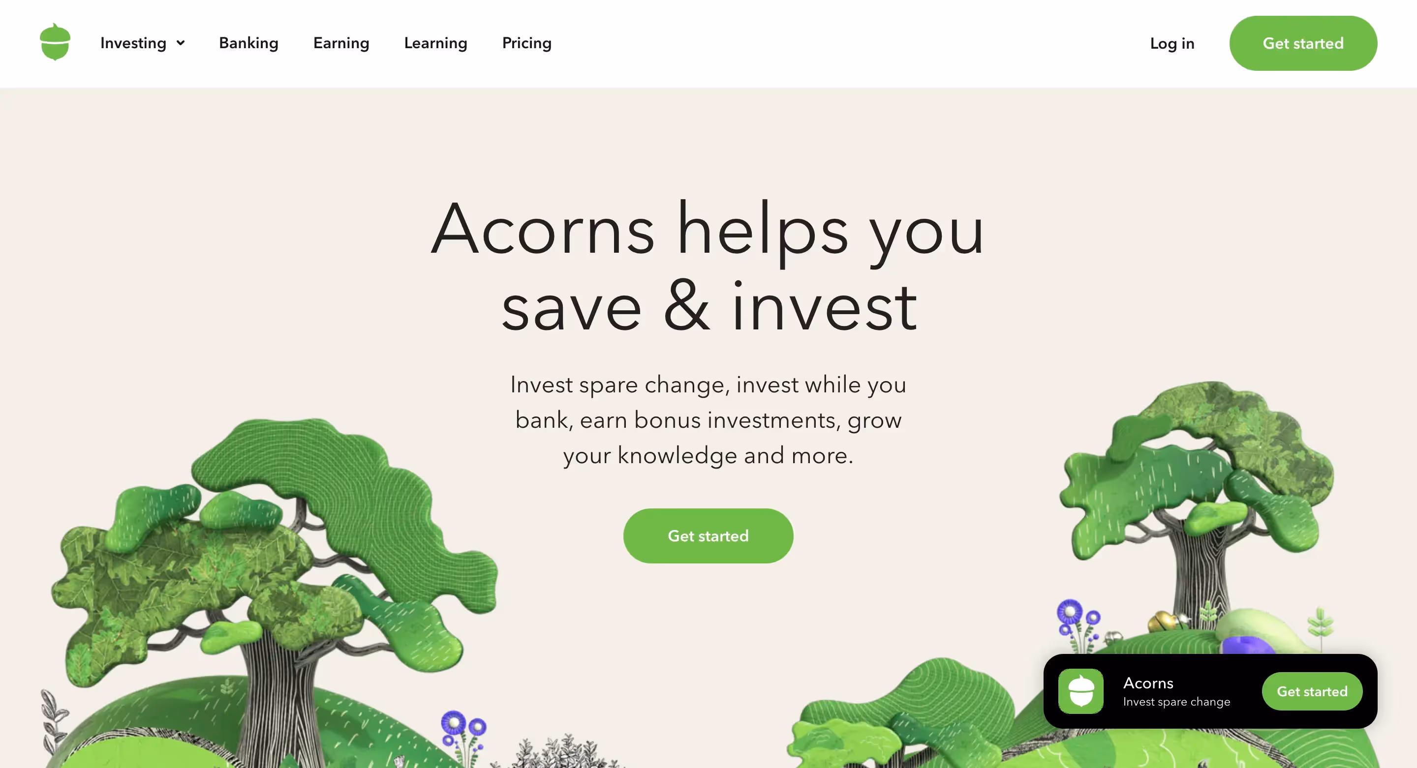 Acorns website
