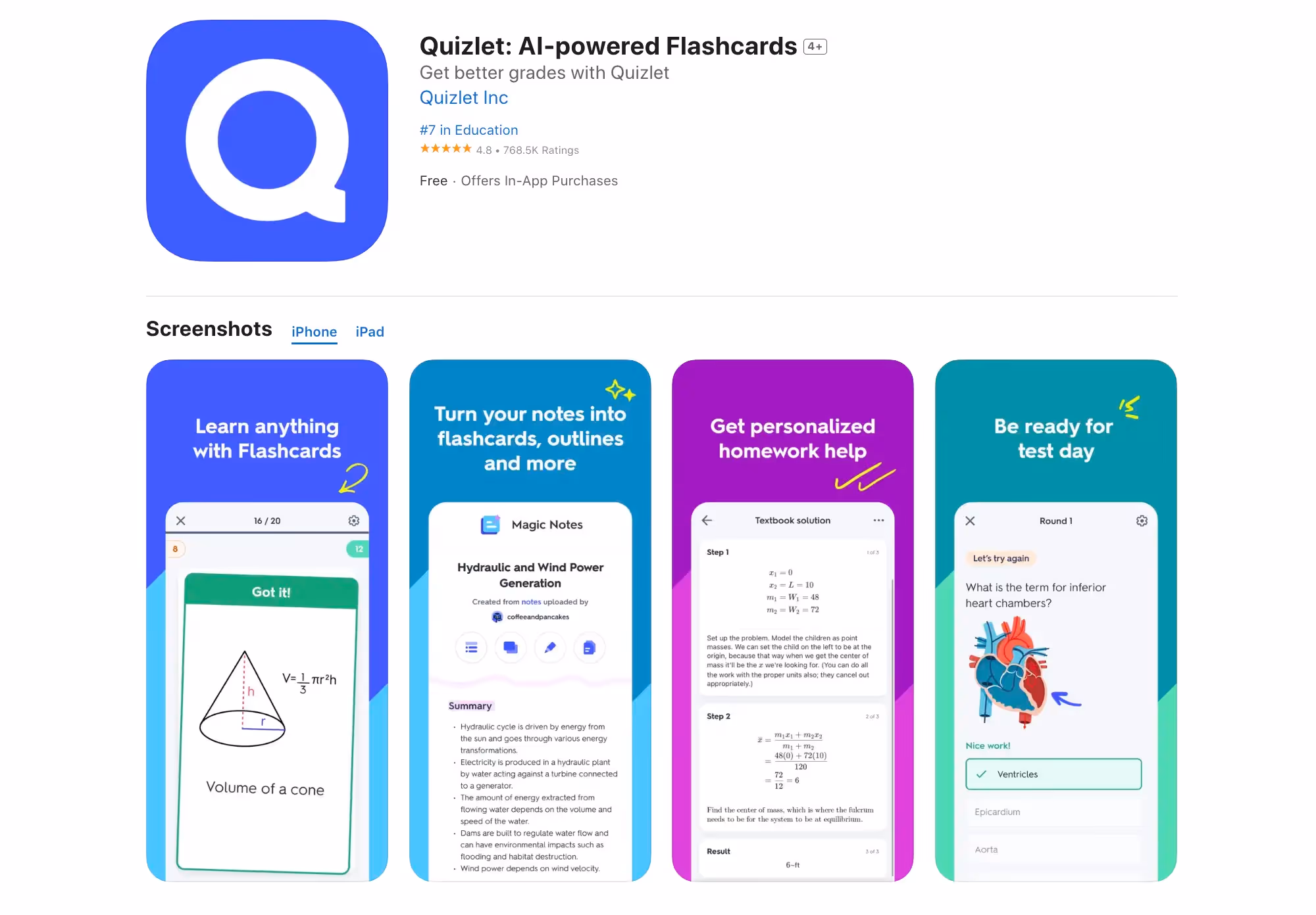 Quizlet in App Store