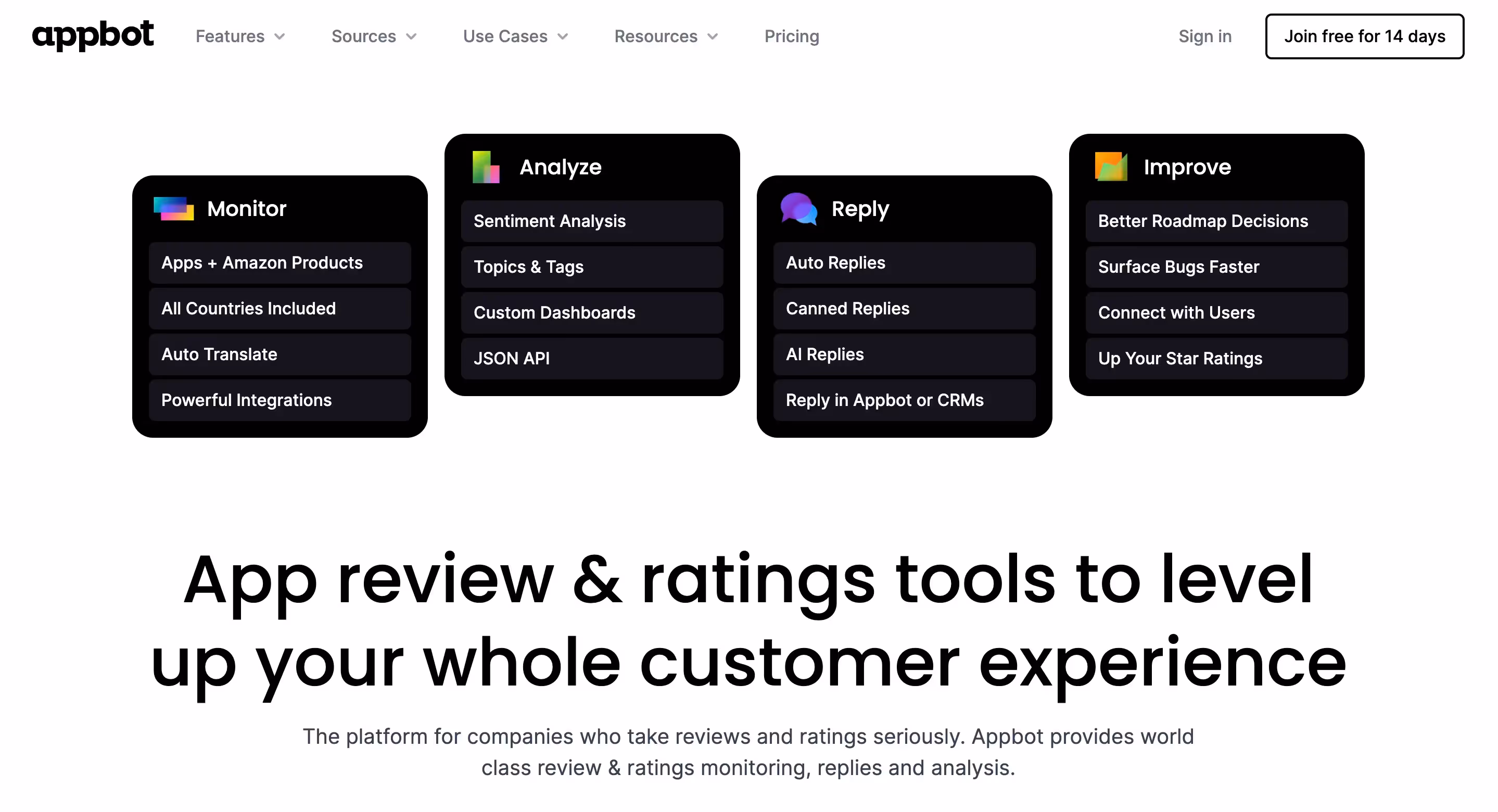 App name: Appbot, a tool to monitor ratings and reviews.