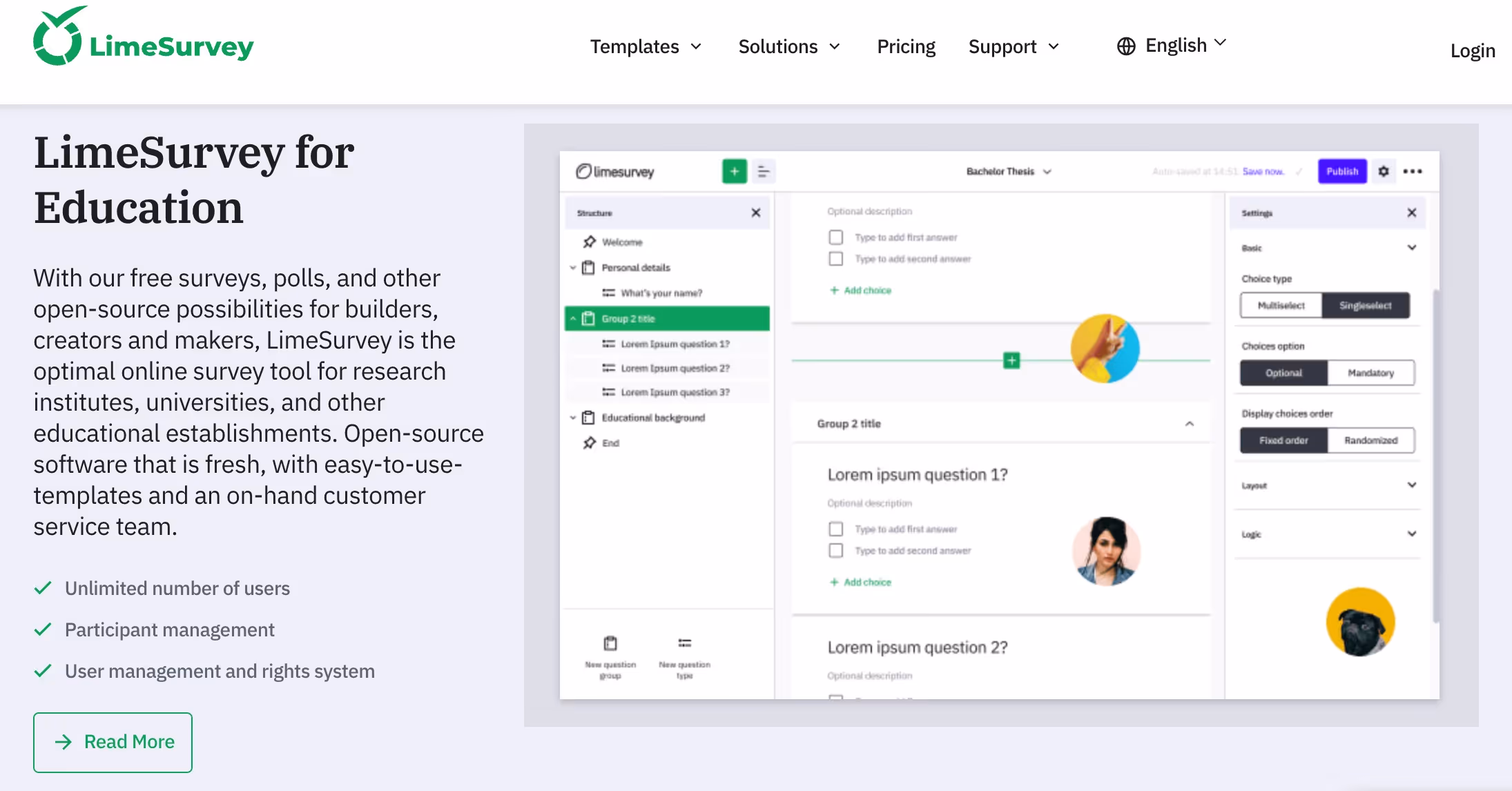 LimeSurvey - an open-source SurveyMonkey alternative for doing academic research and more.