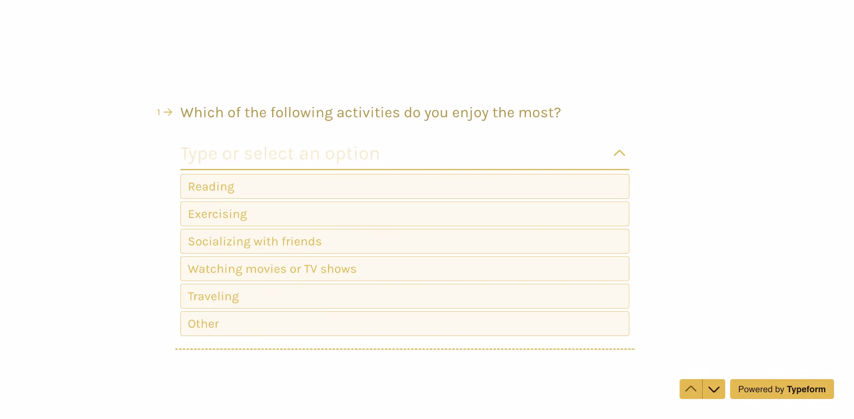 Final result of an example survey created in Typeform.