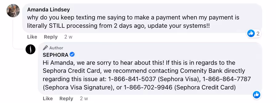 Thank you for your feedback example - Sephora