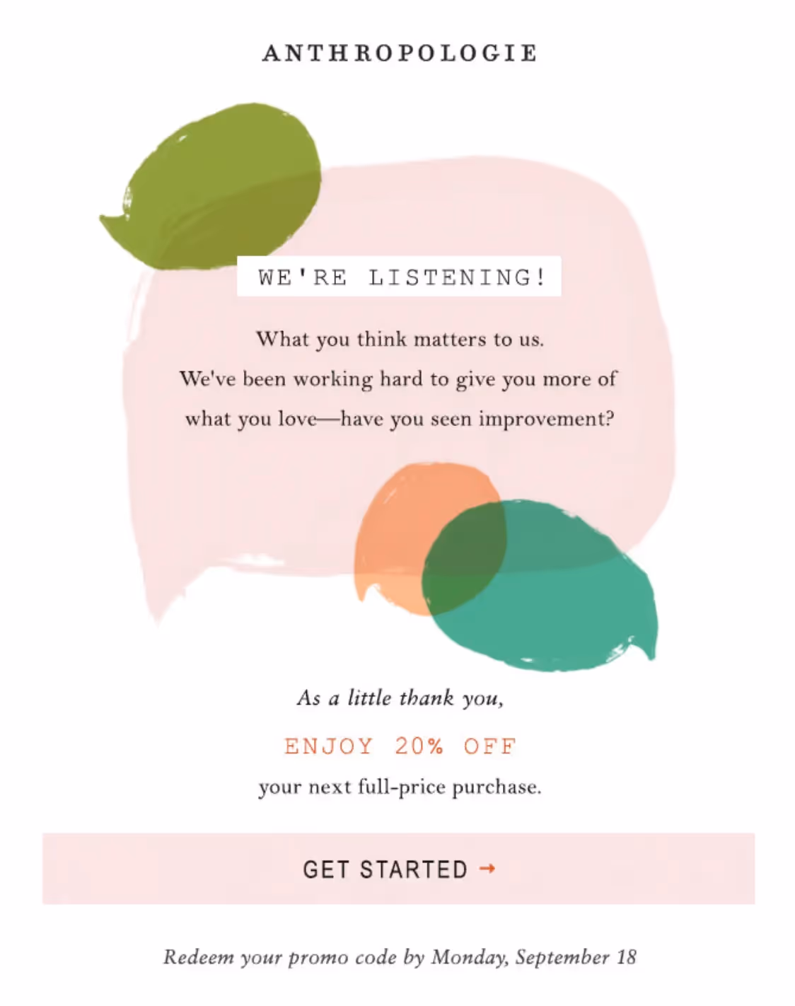 Thank you for your feedback example - Anthropologie