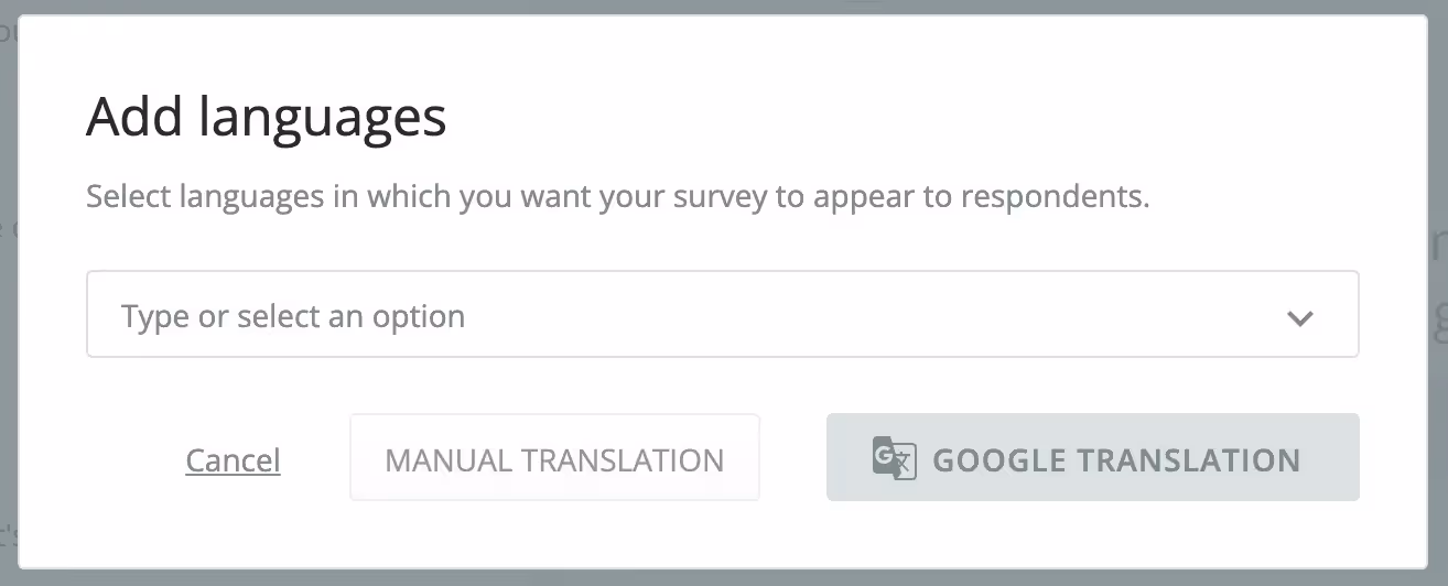 Add your preferred survey languages in the editor