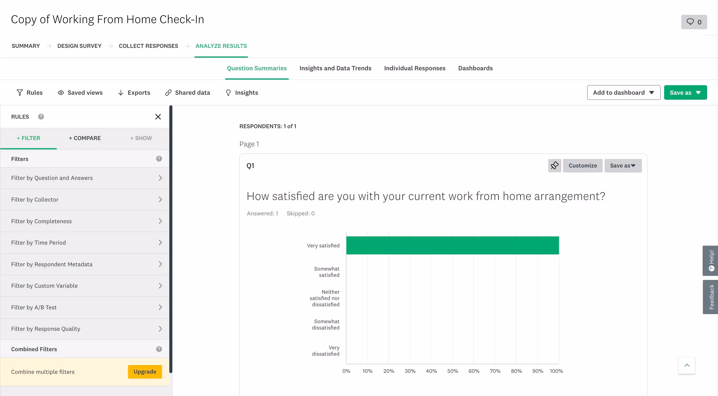 Question summaries in SurveyMonkey.