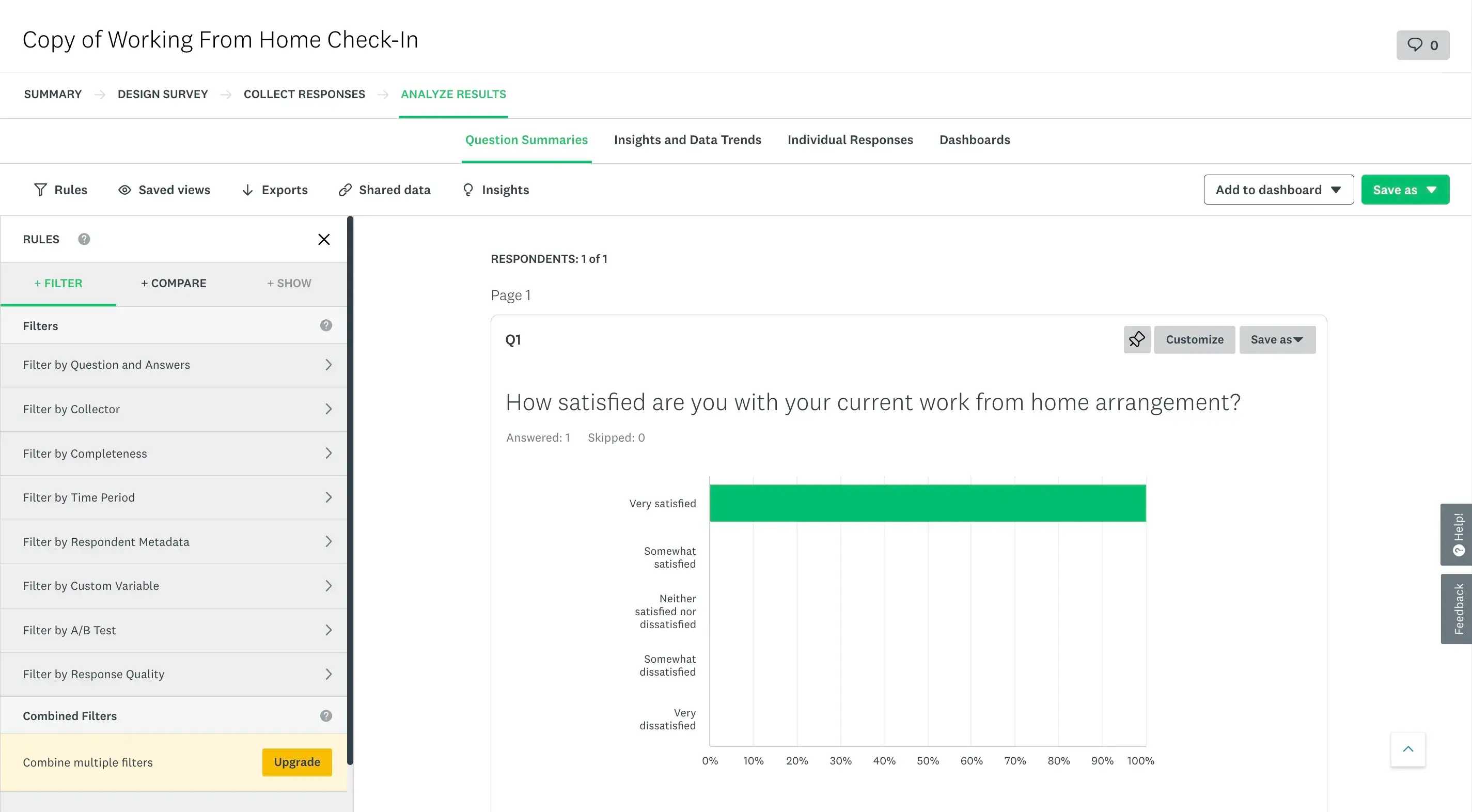 Question summaries in SurveyMonkey.