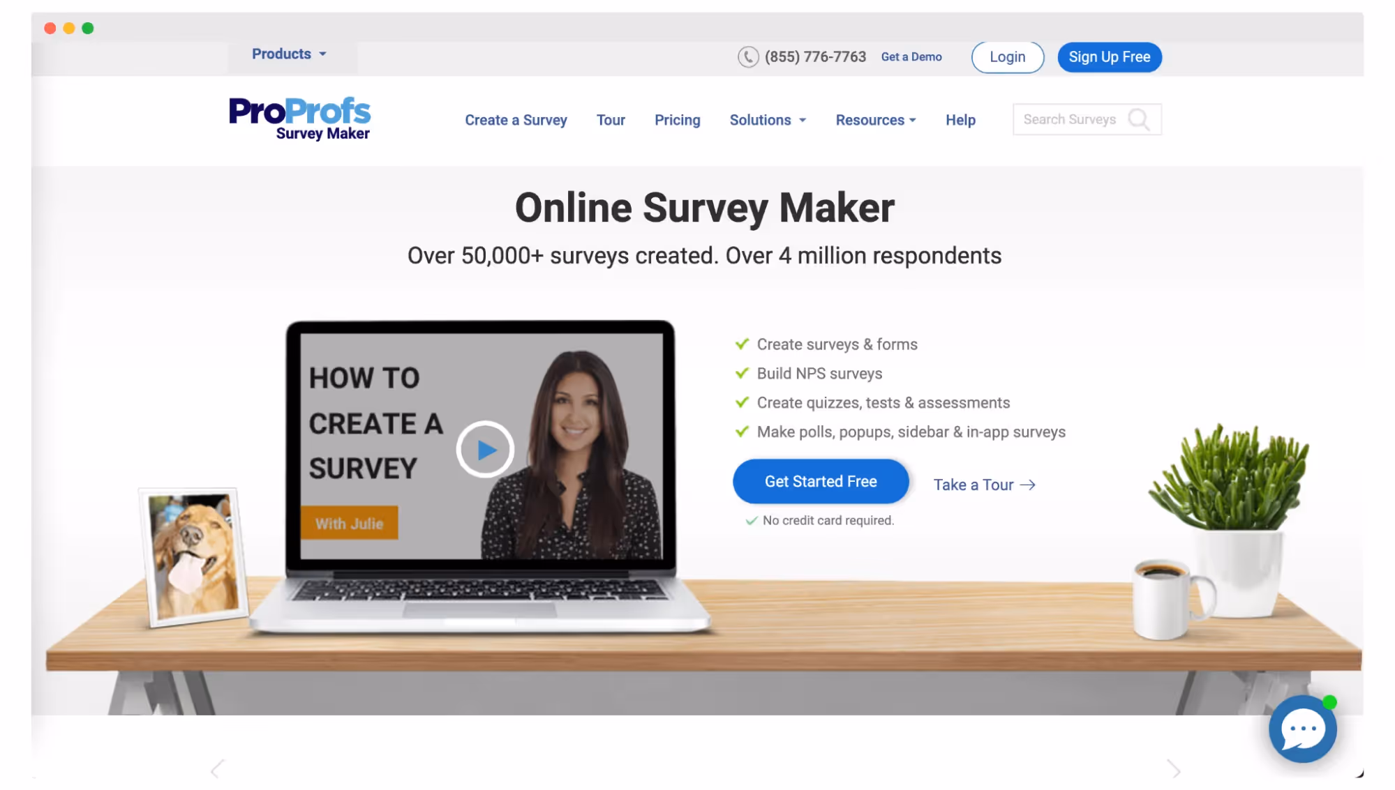ProProfs Survey Maker's homepage.