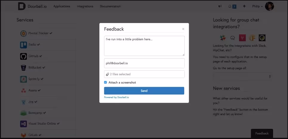 Doorbell's interface