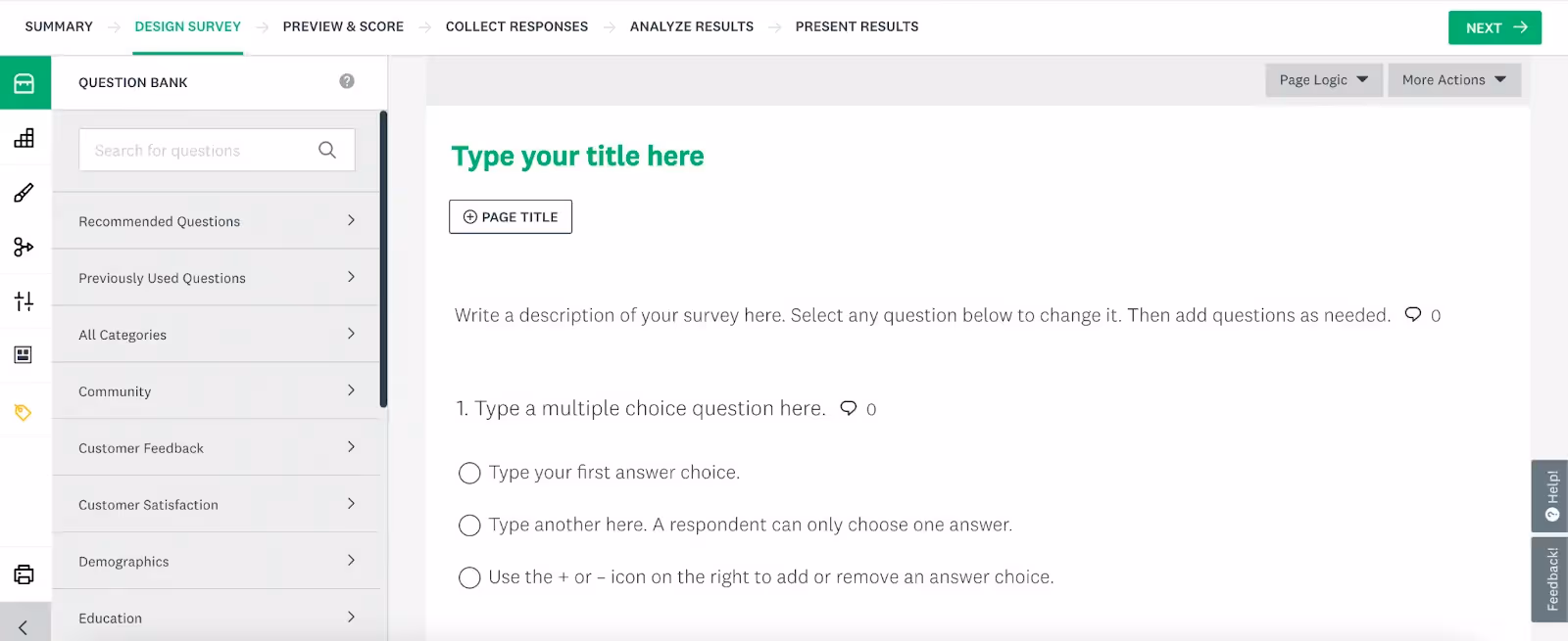 customer satisfaction tools listicle: SurveyMonkey survey builder