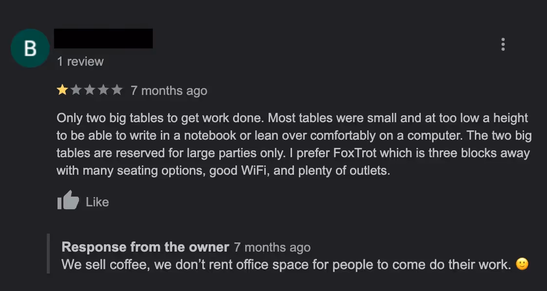 How to respond to a negative review - example