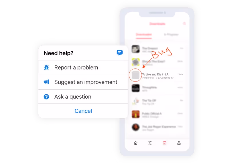 Instabug's problem reporting feature